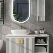 MODERN RIBBED BATHROOM VANITY WITH LED MIRROR