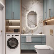 Elegant Bathroom with Built-In Laundry