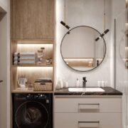 Contemporary Bathroom with Built-In Laundry Unit